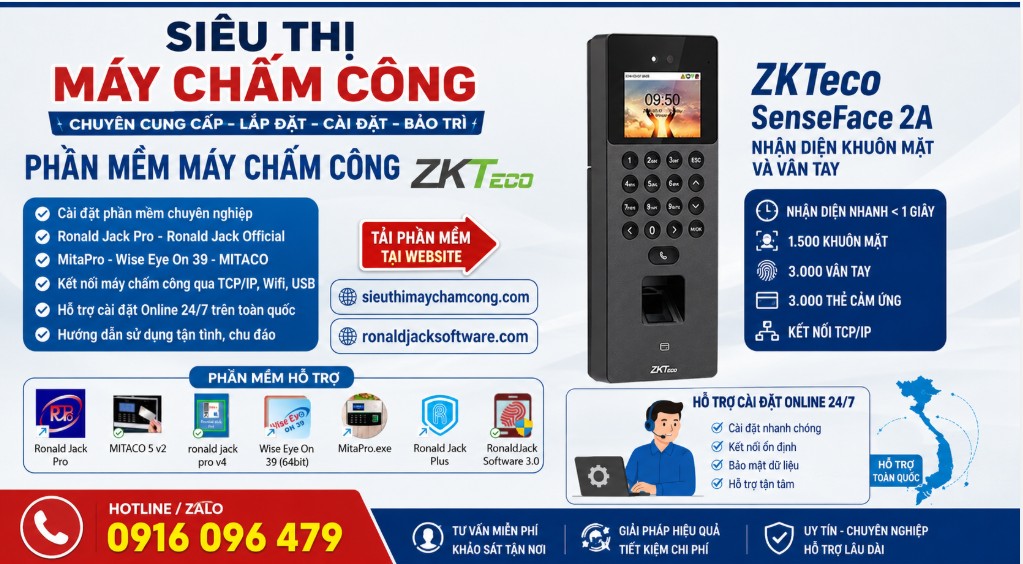 DIch cai phan mem may cham cong ZKTeco SenseFace 2A