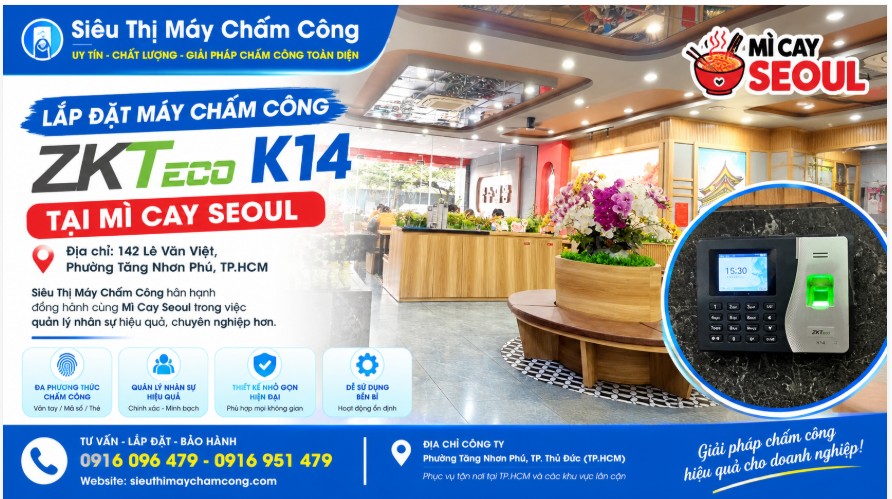 công ty lắp máy chấm công tại phường Tăng Nhơn Phú